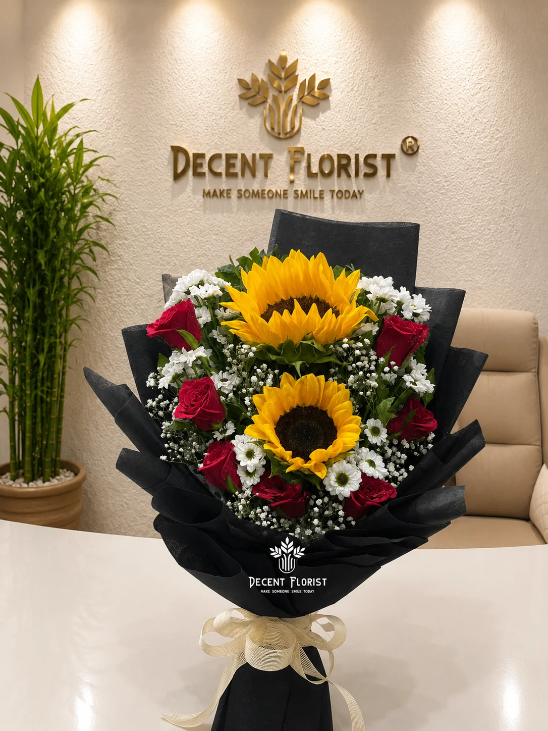 Sunflower Red Rose Bouquet