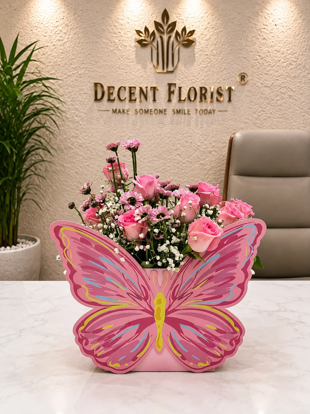 Pink Butterfly Flower Bag