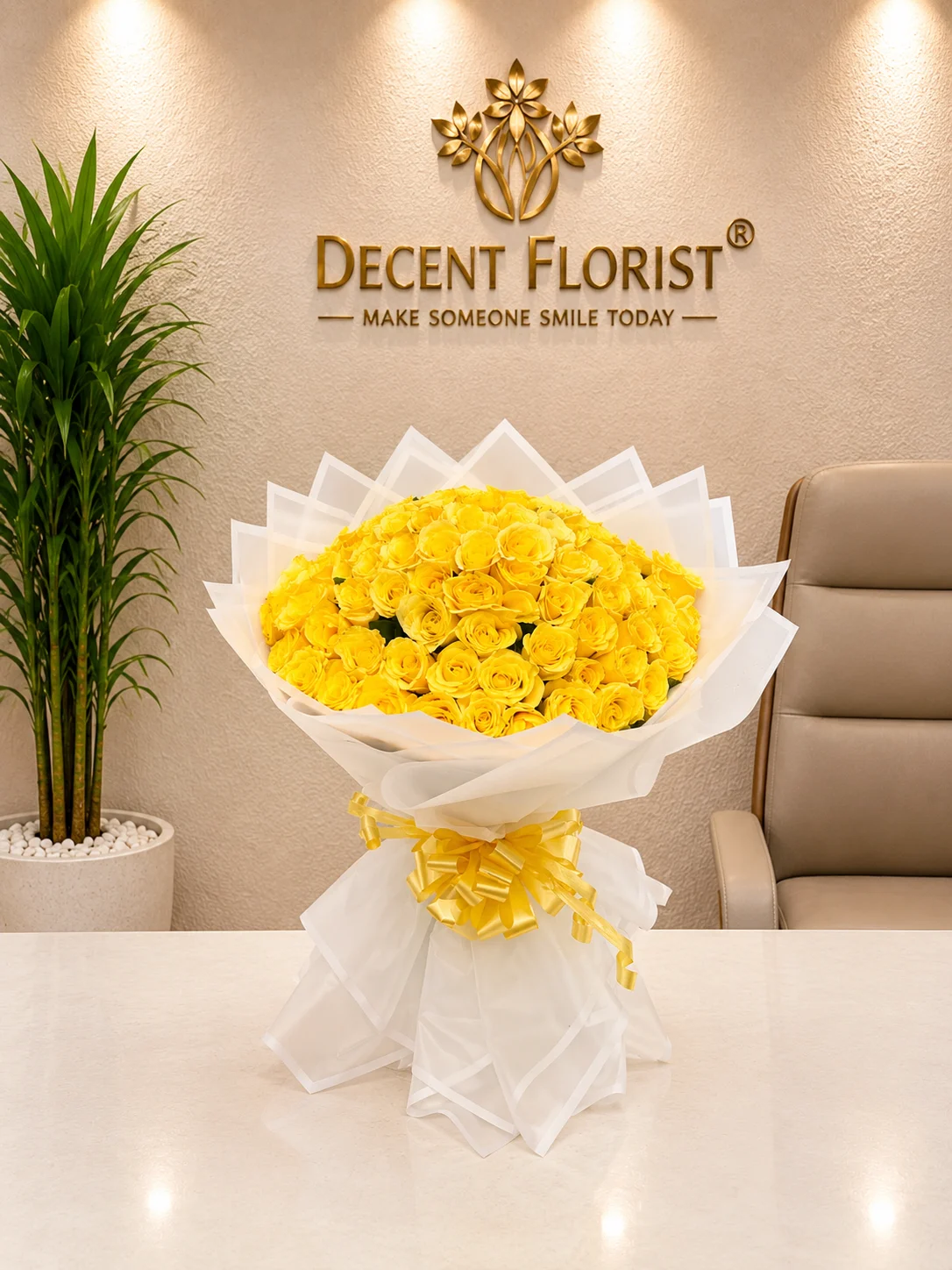 100 Yellow Roses Bouquet