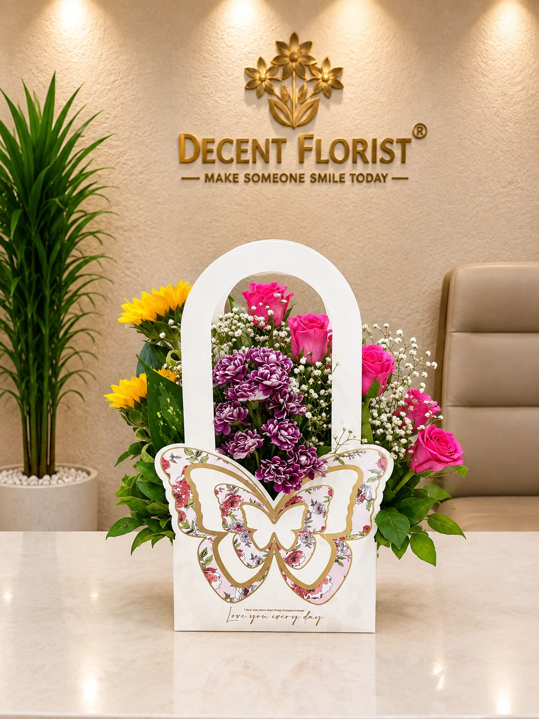 Sunshine Sunflower white Butterfly Bag