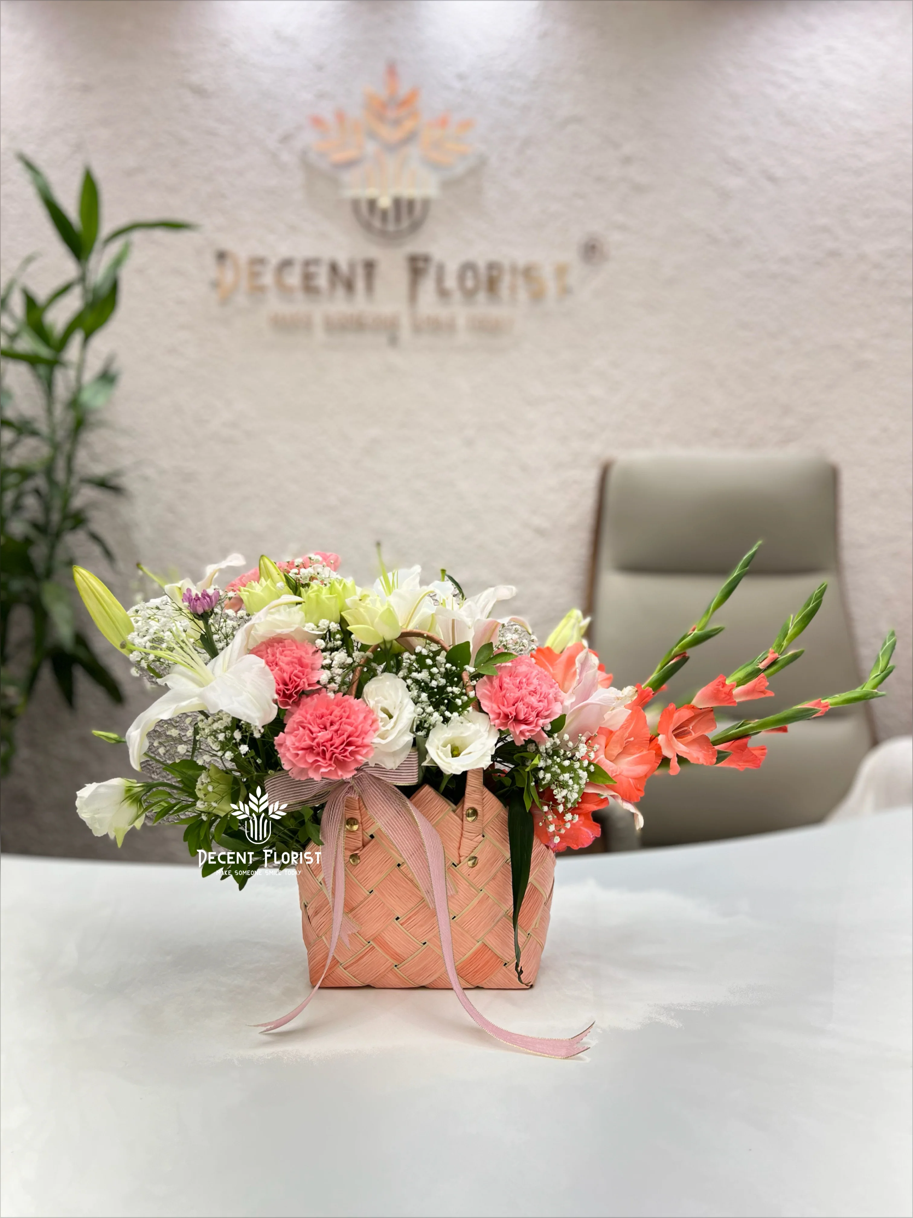 White lilies Pink Glory Bag
