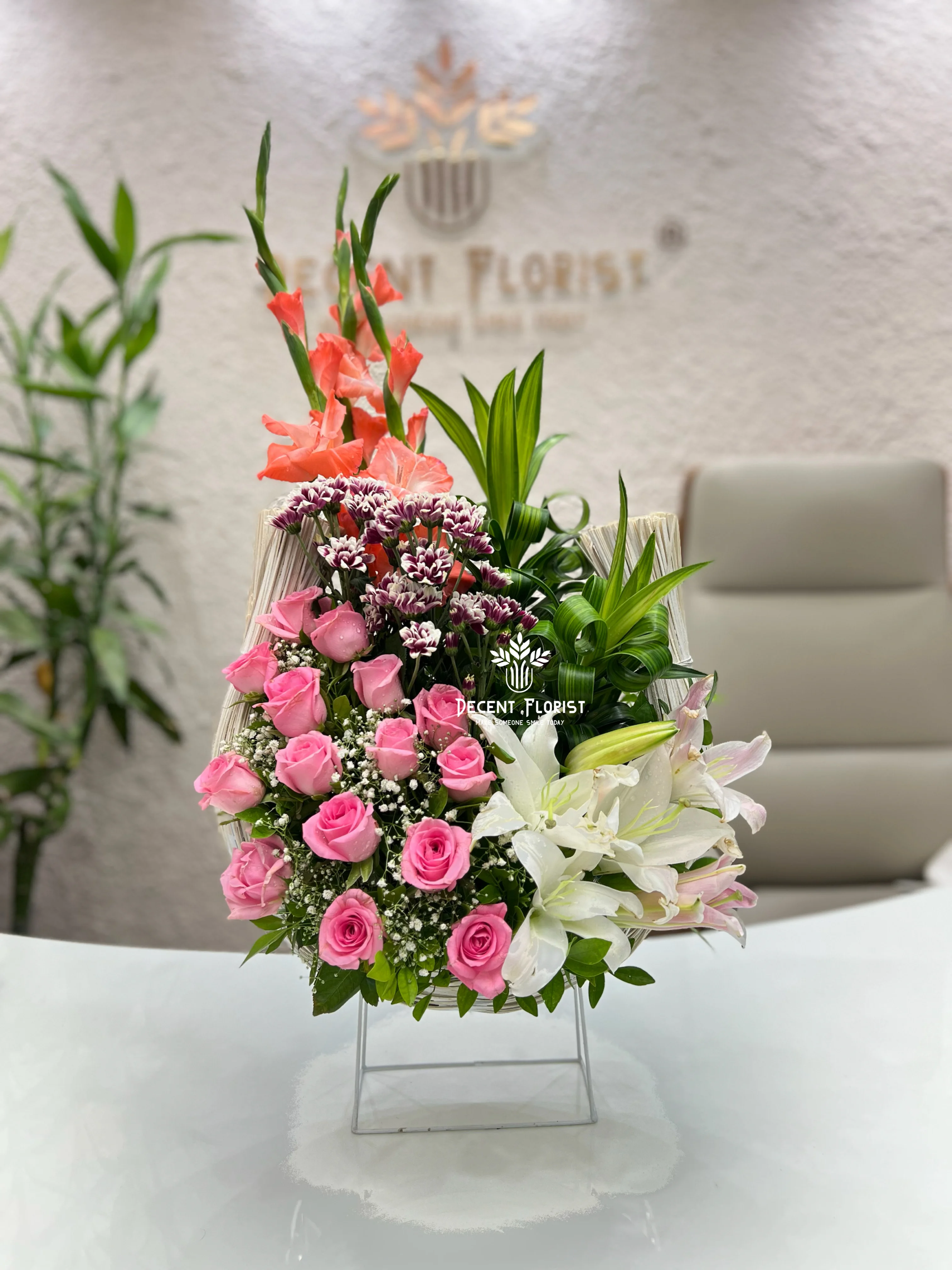Boat Shape Basket Flower Arrangement