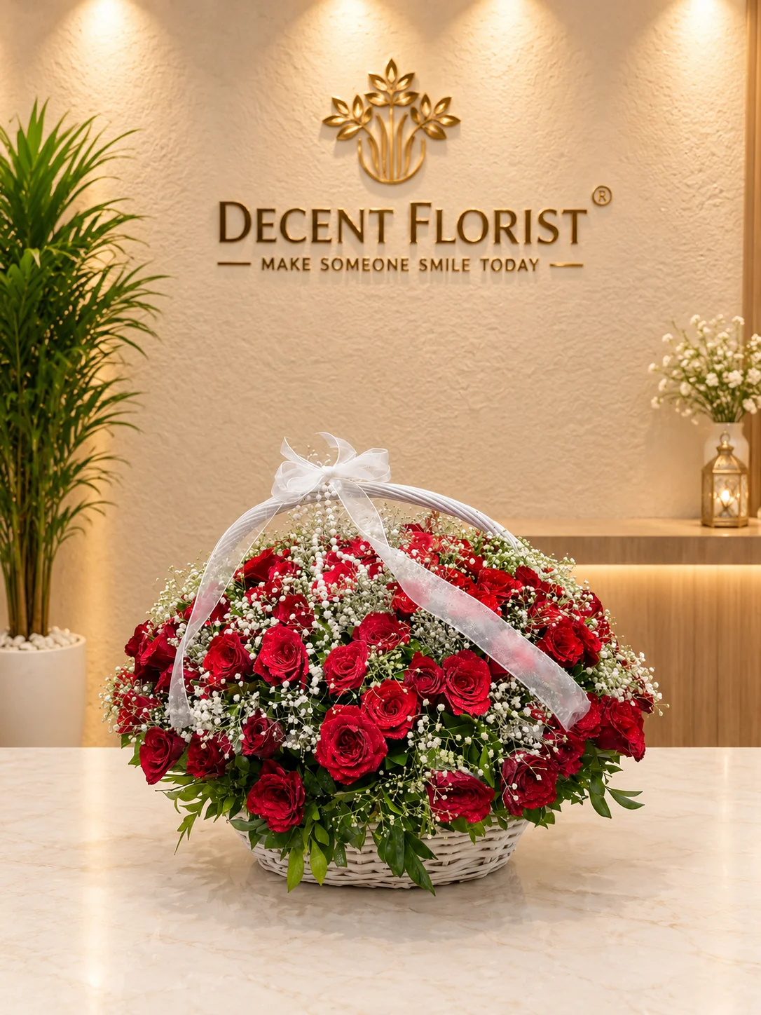 120 Red Rose Arrangements with Baby’s breath